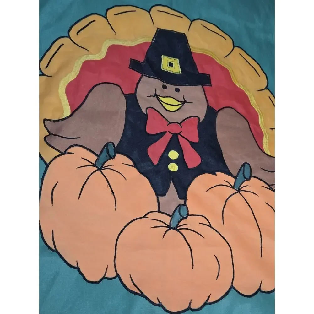 1994 Turkey Pumpkin Thanksgiving Yard Garden Decor Flag 28x42
